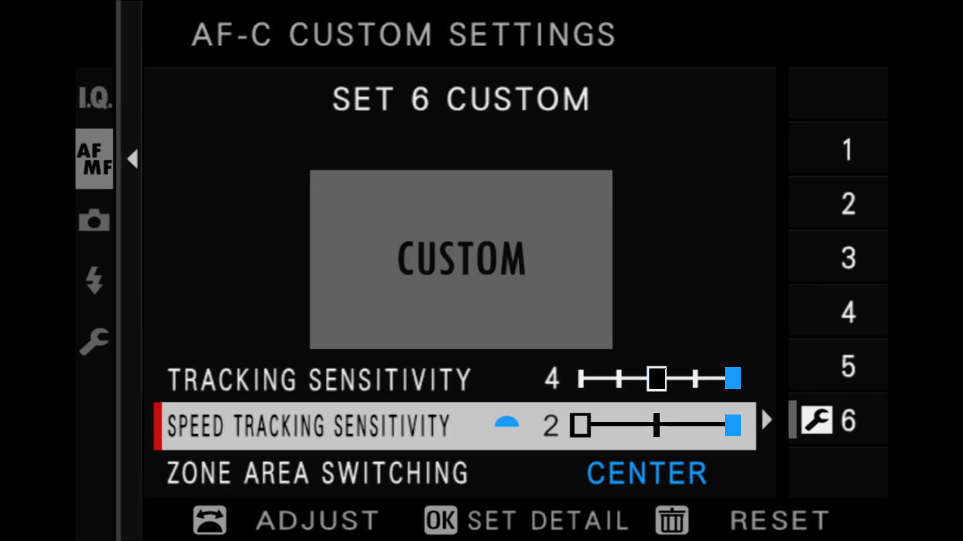 Fujifilm custom autofocus settings